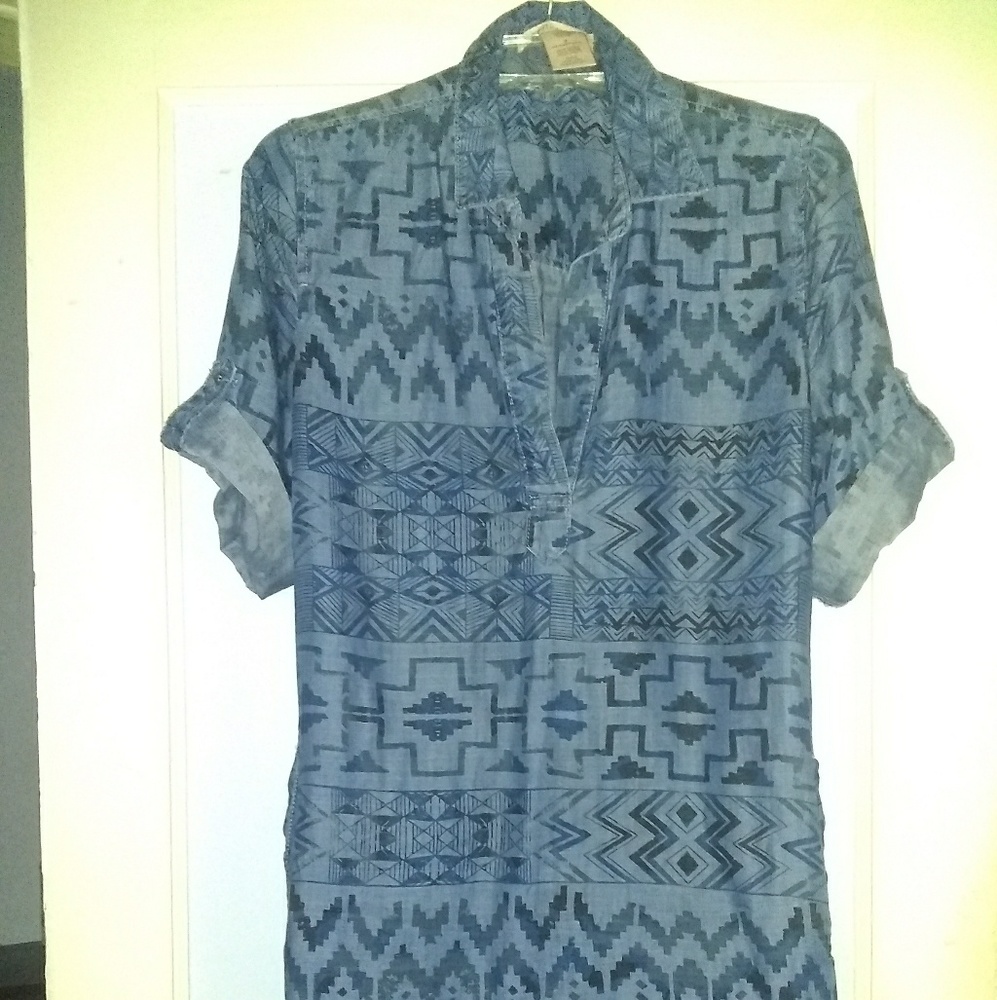 Jean print boyfriend top